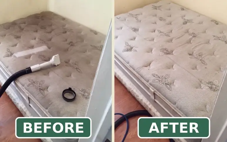 Before and after mattress cleaning New York — soiled mattress restored
