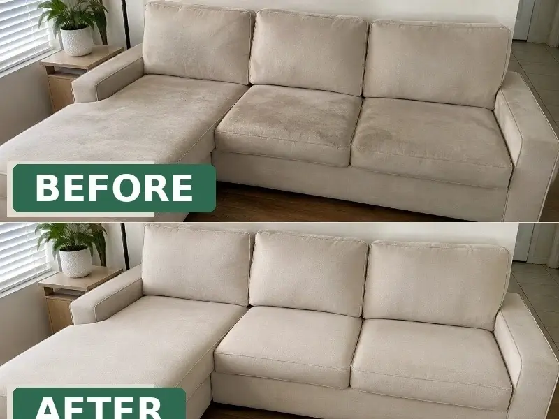 Before and after sectional sofa cleaning NYC