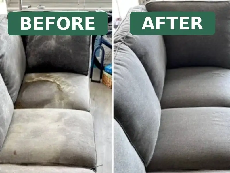 Before and after sofa cleaning NYC — stain removed from cushion