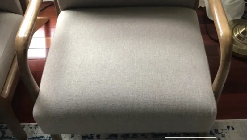 Dining chair seat after upholstery cleaning